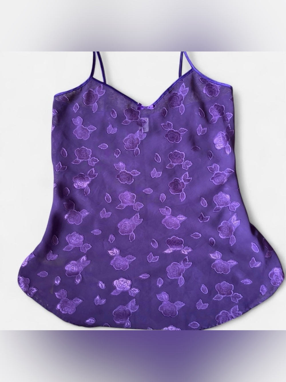 Purple Floral Satin Cami Slip Dress